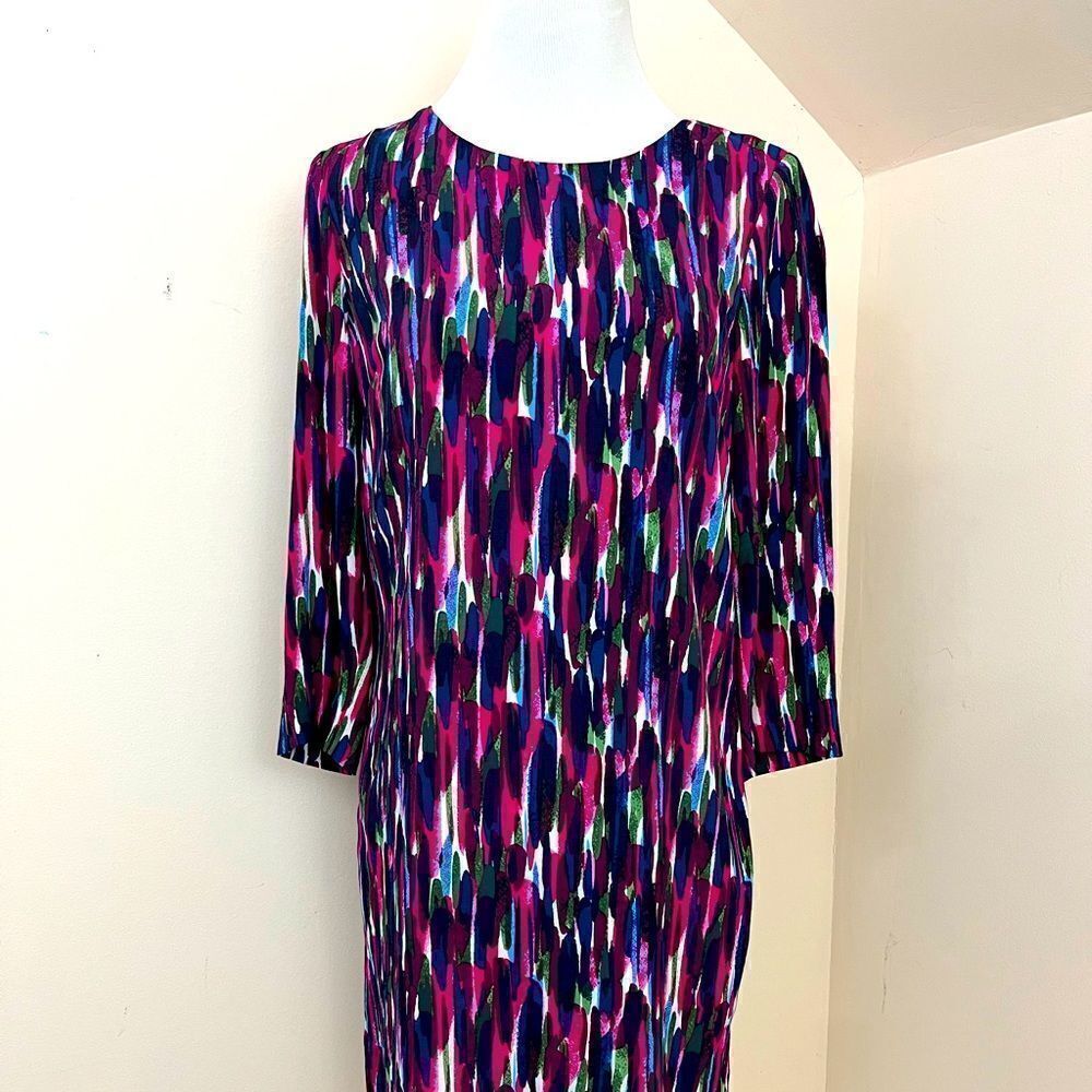 Boden Beaufort Watercolor Shift Dress Pink Navy 6L